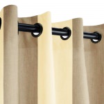 Sunbrella Regency Sand Outdoor Curtain with Dark Gunmetal Grommets 50 in. x 96 in. w/ Stabilizing Grommets