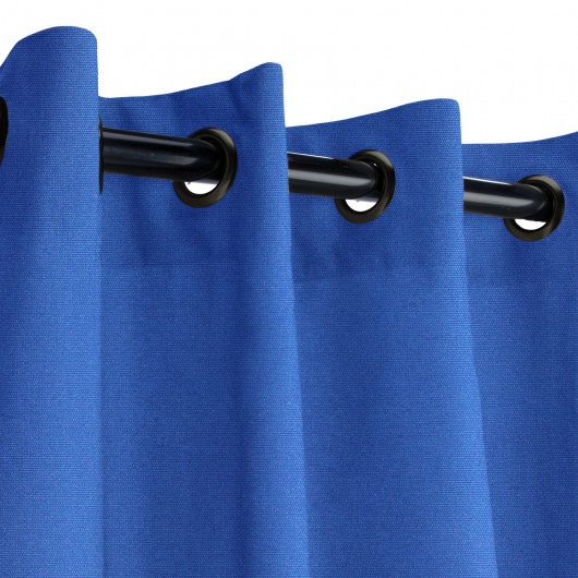 Sunbrella Canvas True Blue Outdoor Curtain with Dark Gunmetal Grommets 50 in. x 96 in.