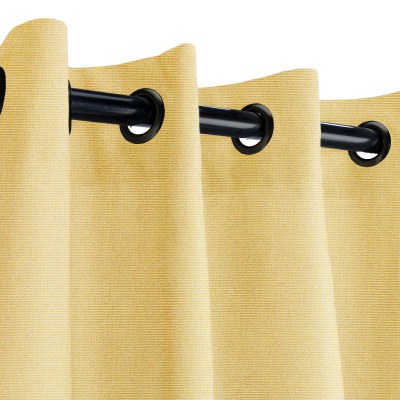 Sunbrella Canvas Wheat Outdoor Curtain with Light Gunmetal Grommets and Stabilizing Grommets 50 in. x 108 in.