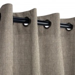 Sunbrella Cast Shale Outdoor Curtain with Dark Gunmetal Plated Grommets 50 in. x 96 in.