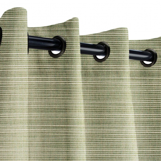 Dupione Laurel Sunbrella Grommeted Outdoor Curtain w/ Satin Nickel Grommets 50 in x 96 in w/ Stabilizing Grommets