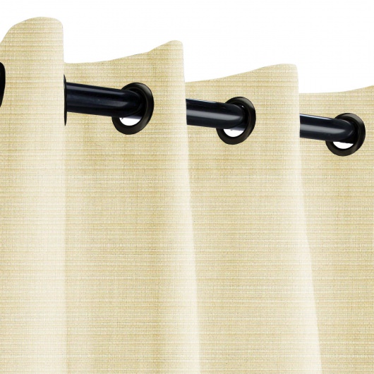Sunbrella Dupione Pearl Outdoor Curtain with Dark Gunmetal Grommets 50 in. x 108 in. w/ Stabilizing Grommets