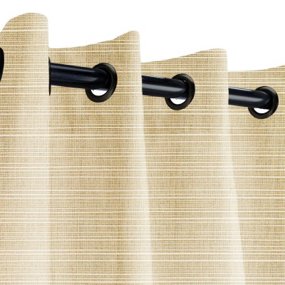 Sunbrella Dupione Sand Outdoor Curtain with Black Grommets 50 in. x 120 in.