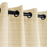 Sunbrella Dupione Sand Outdoor Curtain with Light Gunmetal Grommets and Stabilizing Grommets 50 in. x 96 in.