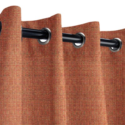 Sunbrella Linen Chili Outdoor Curtain with Old Copper Grommets 50 in. x 120 in. w/ Stabilizing Grommets