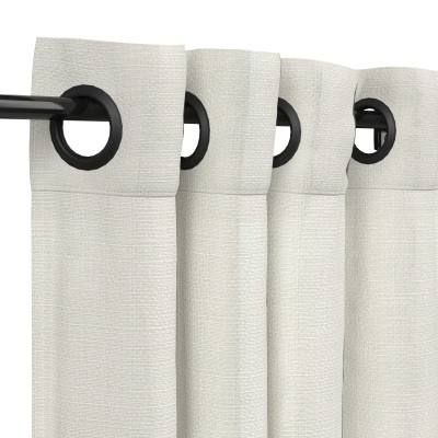 Sunbrella Linen Natural Outdoor Curtain with Dark Gunmetal Grommets 50 in. x 120 in.