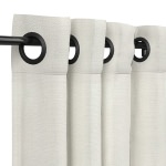 Sunbrella Linen Natural Outdoor Curtain with Dark Gunmetal Grommets 50 in. x 84 in. w/ Stabilizing Grommets
