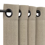 Sunbrella Linen Stone Outdoor Curtain with Plated Brass Grommets 50 in. x 108 in.