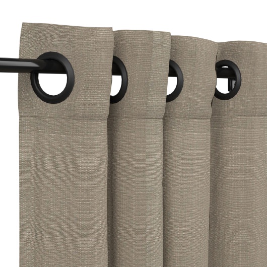 Sunbrella Linen Taupe Outdoor Curtain with Dark Gunmetal Grommets 50 in. x 96 in.