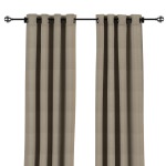 Sunbrella Linen Taupe Outdoor Curtain with Black Grommets 50 in. x 96 in. w/ Stabilizing Grommets