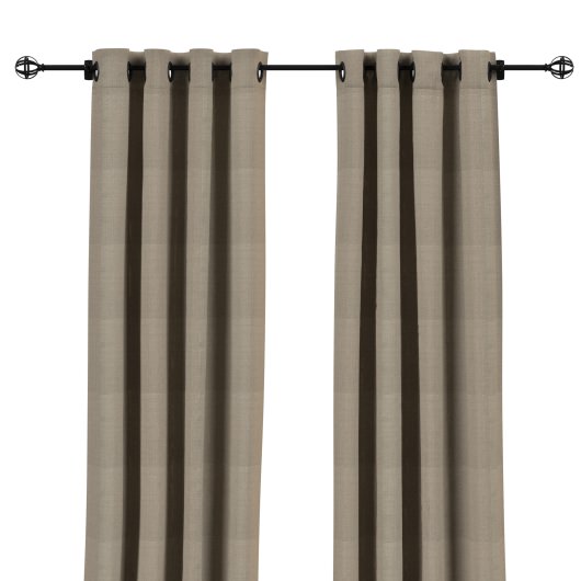 Sunbrella Linen Taupe Outdoor Curtain with Black Grommets 50 in. x 96 in. w/ Stabilizing Grommets