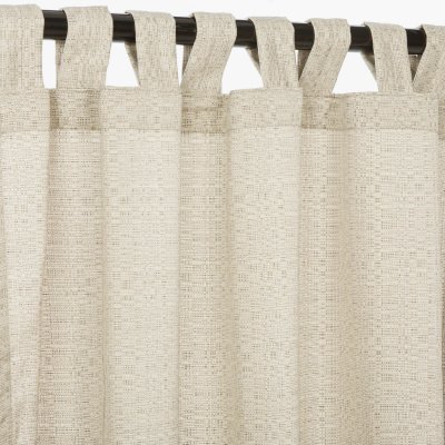 Sunbrella Linen Silver Outdoor Curtain with Tabs and Stabilizing Grommets 50 in. x 84 in.