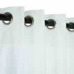Sunbrella Canvas White Outdoor Curtain with Black Grommets 50 in. x 96 in.