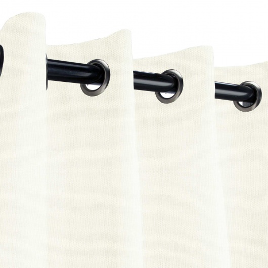 Cannoli Cream Semi-Sheer Extrawide Outdoor Curtain 120 x 120 w/ Black Grommets