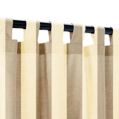Sunbrella Regency Sand Outdoor Curtain with Tabs and Stabilizing Grommets 50 in. x 120 in.