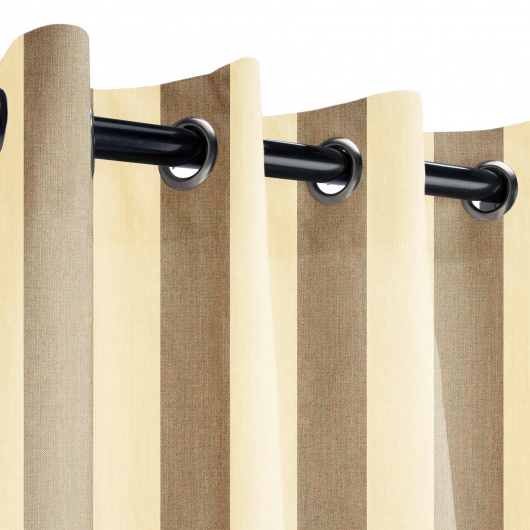Sunbrella Regency Sand Outdoor Curtain with Brass Plated Grommets 50 in. x 96 in.