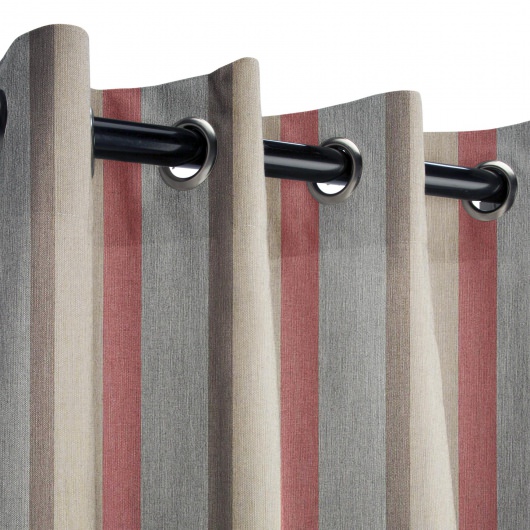 Sunbrella Gateway Blush Outdoor Curtain 50 in. x 84 in. w/ Old Copper Grommets w/ Stabilizing Grommets