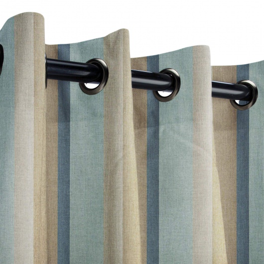 Sunbrella Gateway Mist Outdoor Curtain 50 in x 108 in w/ Light Gunmetal Grommets w/ Stabilizing Grommets