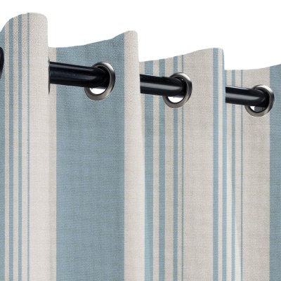 Tempotest Novella Sky Outdoor Curtain with Plated Brass Grommets 50 in. x 120 in. w/ Stabilizing Grommets