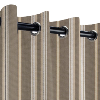 Tempotest Presidio Hemp Outdoor Curtain with Light Gunmetal Grommets 50 in. x 96 in. w/ Stabilizing Grommets