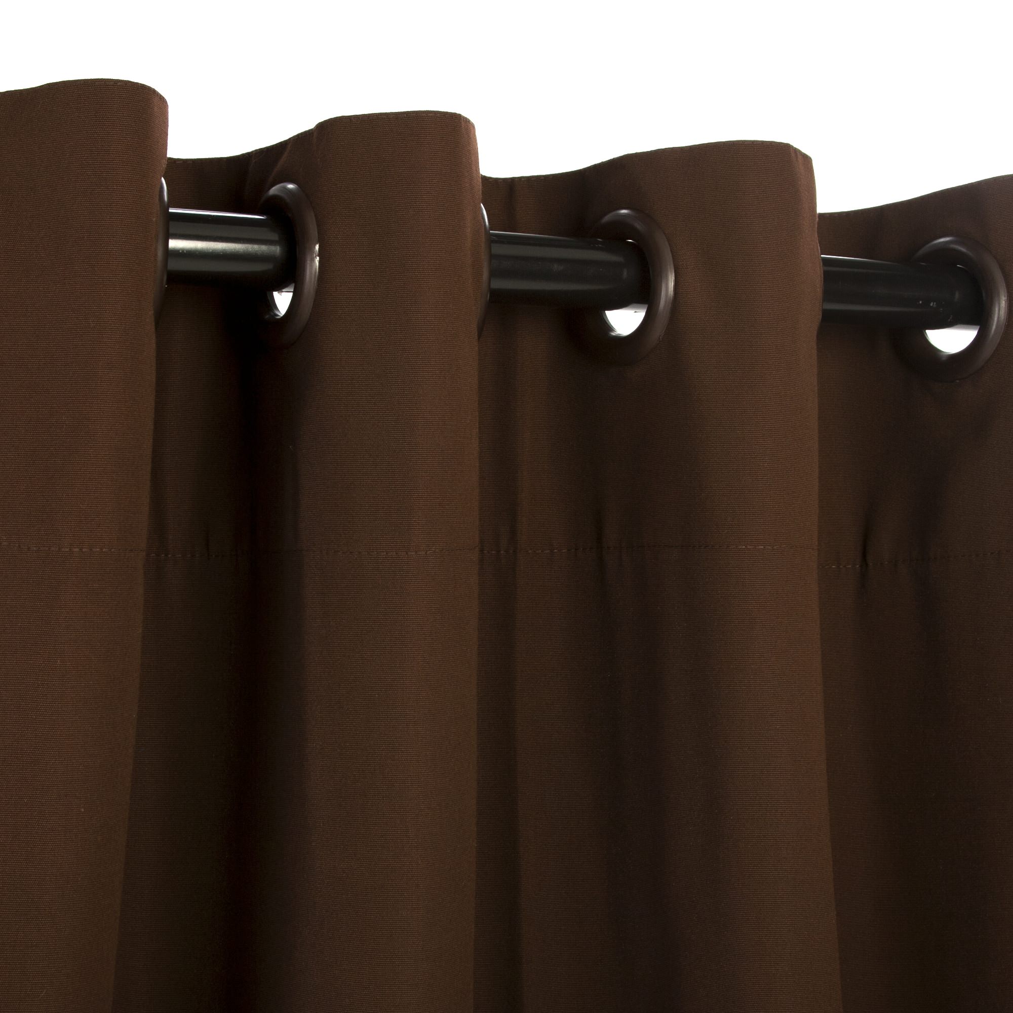 Shop Sunbrella Canvas Bay Brown Outdoor Curtain with Nickel Plated