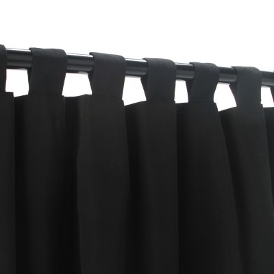 Sunbrella Canvas Black Outdoor Curtain with Tabs and Stabilizing Grommets 50 in. x 108 in.