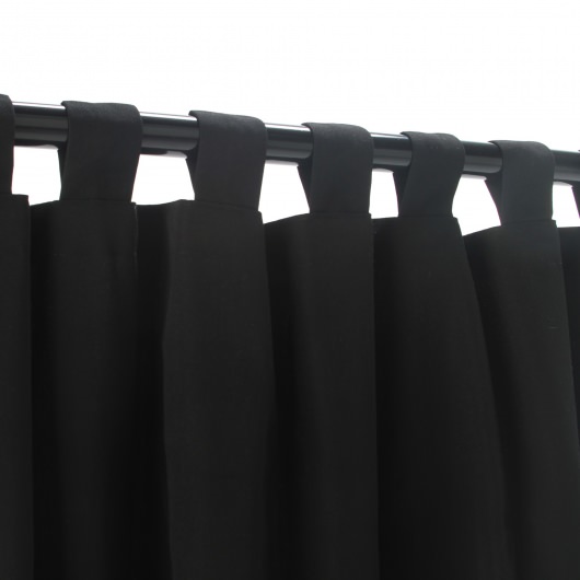 Sunbrella Canvas Black Outdoor Curtain with Tabs and Stabilizing Grommets 50 in. x 108 in.